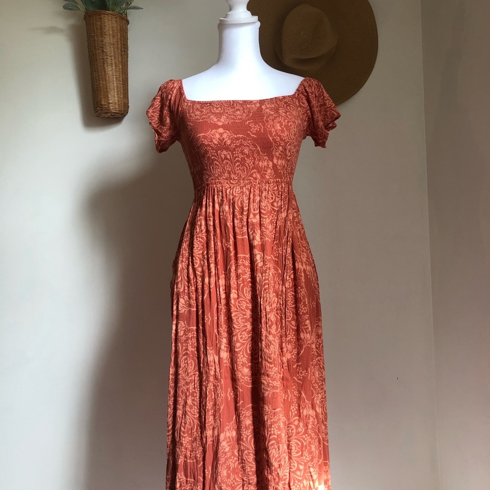 O’Neill Summer Maxi Dress Rust Orange Floral